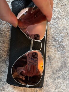 Ray-Ban Aviator Silver Frame with Rose Gold Mirrored Lenses